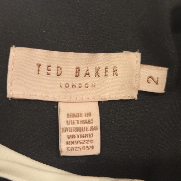 Ted Baker Black Dress with White Accents, Size 2 - Picture 15 of 16